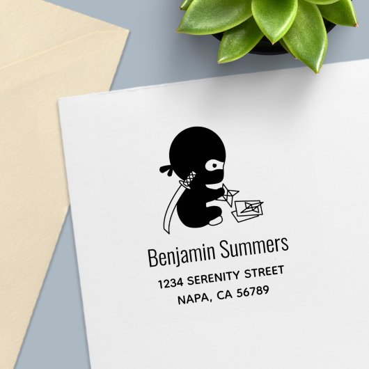 Tiny Ninja Folding Origami Star Address Permastempel