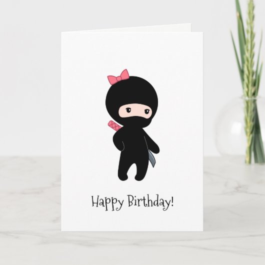 Tiny Ninja Girl Birthday Karte (Vorderseite)