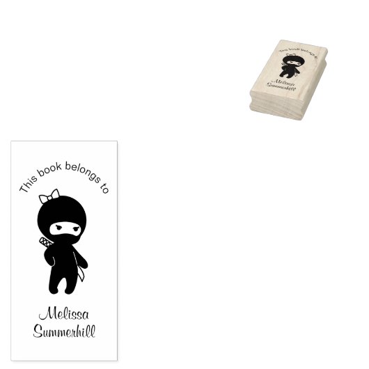 Tiny Ninja Girl Buchzeichen Gummistempel (Stempel)