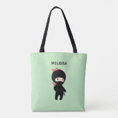 Tiny Ninja Girl Individuelle Name auf Green Tasche (Rückseite)