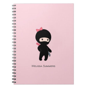 Tiny Ninja Girl Individuelle Name auf Pink Notizblock