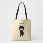 Tiny Ninja Girl Individuelle Name auf Yellow Tasche (Vorderseite)