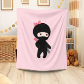 Tiny Ninja Girl on Pink Fleecedecke