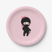 Tiny Ninja Girl on Pink Pappteller (Vorderseite)
