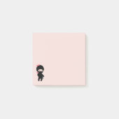 Tiny Ninja Girl on Pink Post-it Klebezettel (Vorderseite)