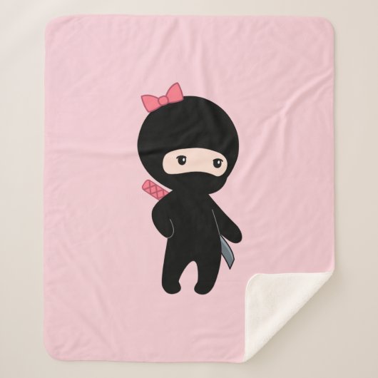Tiny Ninja Girl on Pink Sherpadecke (Vorderseite)