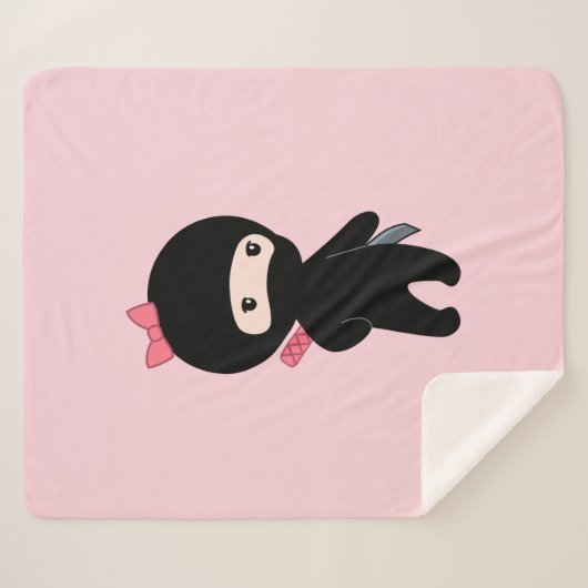 Tiny Ninja Girl on Pink Sherpadecke (Vorderseite (Horizontal))