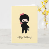 Tiny Ninja Girl on Yellow Birthday Karte (Gelbe Blume)