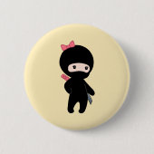 Tiny Ninja Girl on Yellow Button (Vorderseite)