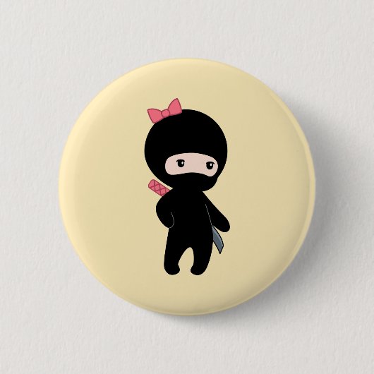 Tiny Ninja Girl on Yellow Button (Vorderseite)