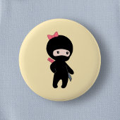 Tiny Ninja Girl on Yellow Button