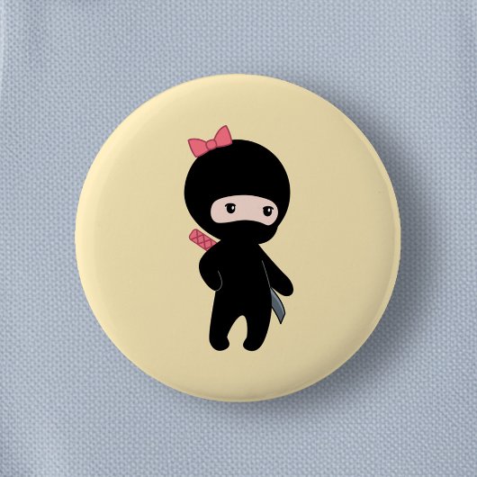 Tiny Ninja Girl on Yellow Button
