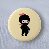 Tiny Ninja Girl on Yellow Button