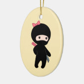 Tiny Ninja Girl on Yellow Keramik Ornament (Links)