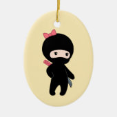 Tiny Ninja Girl on Yellow Keramik Ornament (Vorne)