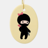 Tiny Ninja Girl on Yellow Keramik Ornament (Hinten)