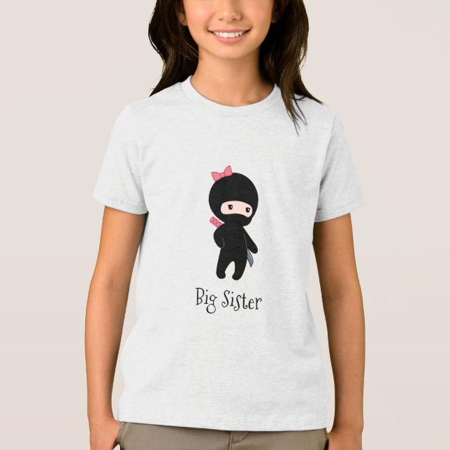 Tiny Ninja Girl Quote - Big Sister Tri-Blend Shirt (Vorderseite)