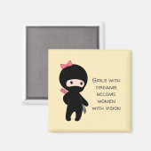 Tiny Ninja Girl Zitat auf Gelb Magnet (Vorderseite/Rückseite)