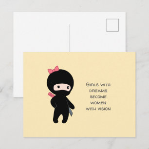 Tiny Ninja Girl Zitat auf Gelb Postkarte
