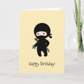 Tiny Ninja Holding, die Star Yellow Birthday werfe Karte (Vorderseite)