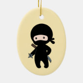 Tiny Ninja Holding Drewing Star auf Gelb Keramik Ornament (Hinten)