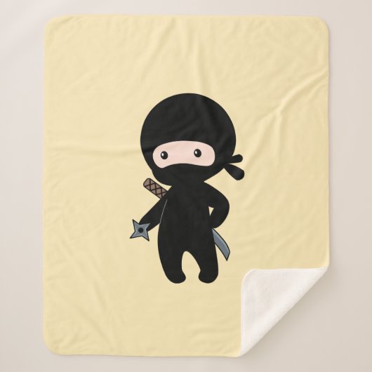 Tiny Ninja Holding Drewing Star auf Gelb Sherpadecke (Vorderseite)