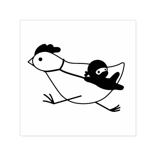 Tiny Ninja Holding Running Chicken Permastempel (Design)