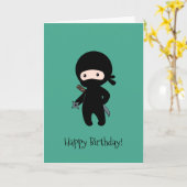 Tiny Ninja Holding Star Dark Green Geburtstag Karte (Gelbe Blume)