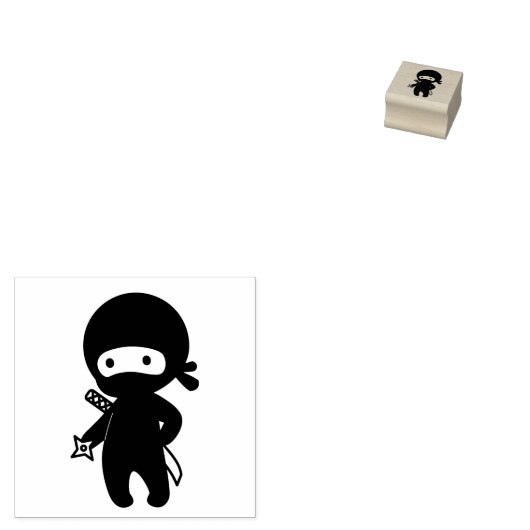 Tiny Ninja Holding Throwing Star 1x1 Gummistempel (Stempel)