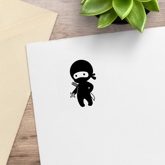 Tiny Ninja Holding Throwing Star 1x1 Gummistempel