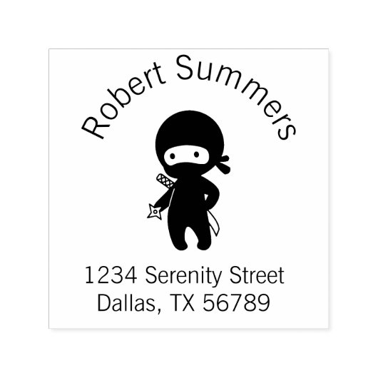 Tiny Ninja Holding Throwing Star Arch-Adresse Permastempel (Design)