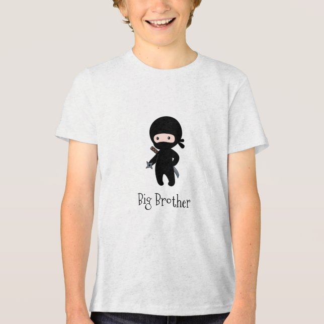 Tiny Ninja Holding Throwing Star - Big Brother Tri-Blend Shirt (Vorderseite)