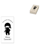 Tiny Ninja Holding Throwing Star Buchzeichen Gummistempel (Stempel)