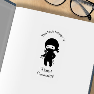 Tiny Ninja Holding Throwing Star Buchzeichen Gummistempel