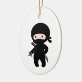 Tiny Ninja Holding Throwing Star Keramik Ornament (Links)
