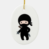Tiny Ninja Holding Throwing Star Keramik Ornament (Vorne)