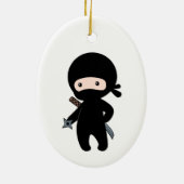 Tiny Ninja Holding Throwing Star Keramik Ornament (Hinten)