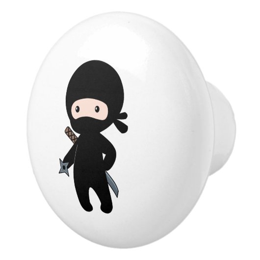 Tiny Ninja Holding Throwing Star Keramikknauf (Rechts)