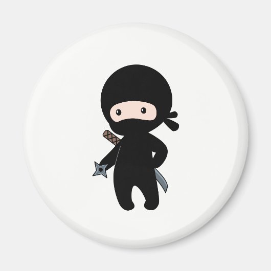 Tiny Ninja Holding Throwing Star Magnet (Vorne)