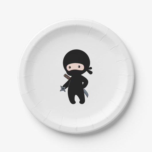 Tiny Ninja Holding Throwing Star Pappteller (Vorderseite)