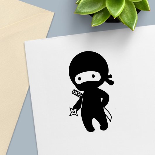 Tiny Ninja Holding Throwing Star Permastempel