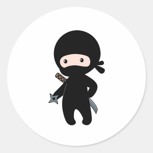 Tiny Ninja Holding Throwing Star Runder Aufkleber (Vorderseite)