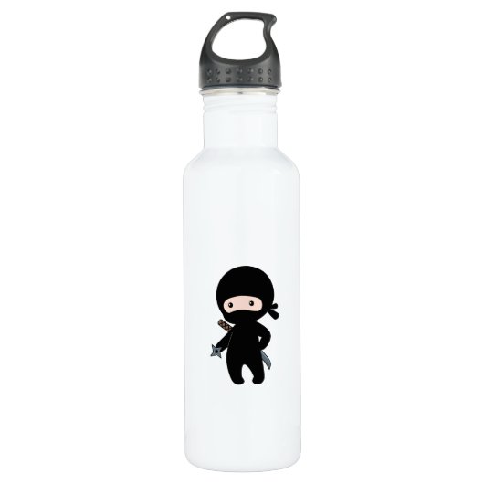Tiny Ninja Holding Throwing Star Trinkflasche (Vorderseite)