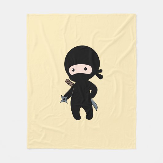 Tiny Ninja Holding wirbelt Stern auf Gelb Fleecedecke (Vorderseite)