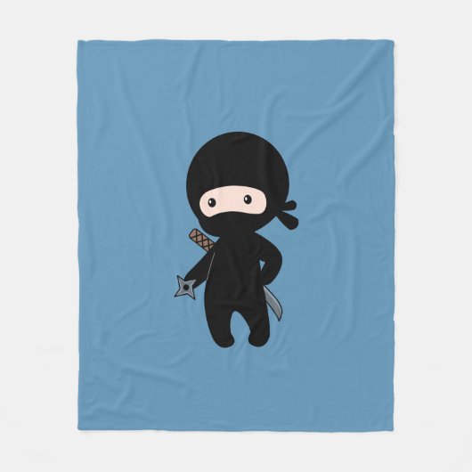 Tiny Ninja Holding wirft Stern auf blau Fleecedecke (Vorderseite)