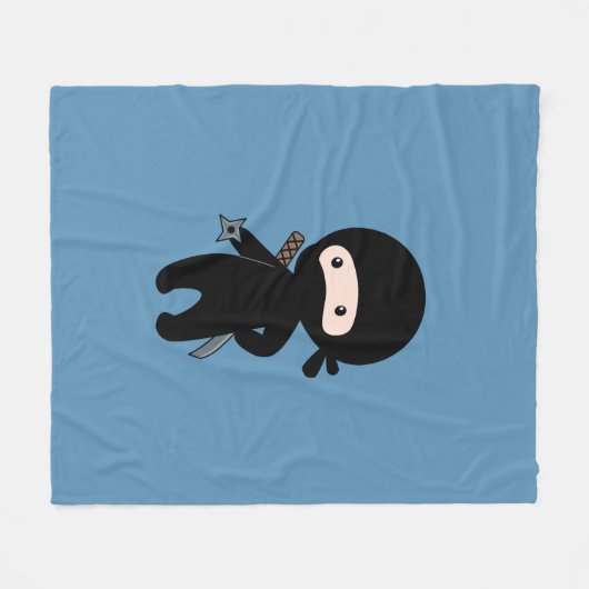 Tiny Ninja Holding wirft Stern auf blau Fleecedecke (Vorderseite (Horizontal))