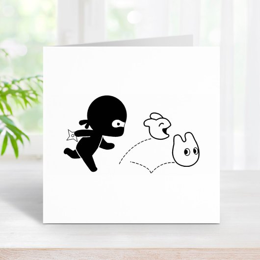 Tiny Ninja Hunting Dustbunnies Gummistempel
