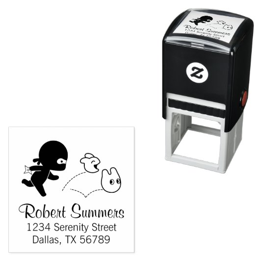 Tiny Ninja Hunting Dustbunnies Permastempel (Beispiel)