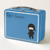 Tiny Ninja Individuelle Name auf Blue Metall Brotdose (Vorderseite)