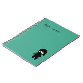 Tiny Ninja Individuelle Name auf Dunkelgrün Notizblock (Linke Seite)